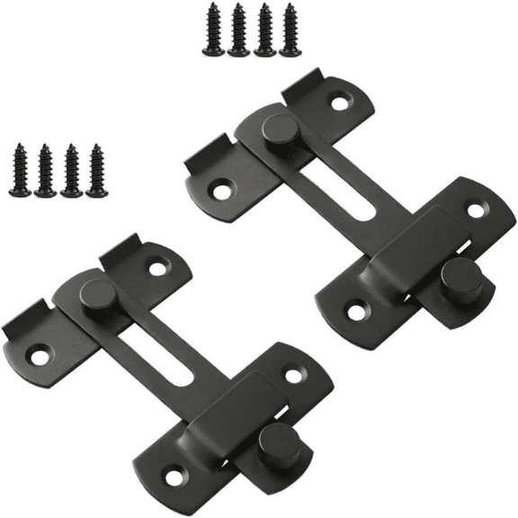 Colacoor Sliding Barn Door Latch, Black Carbon Steel, Lock Flip Lock Safety Door Bolt Lock for Barn,Bathroom,Garage,Cabinet,2pcs