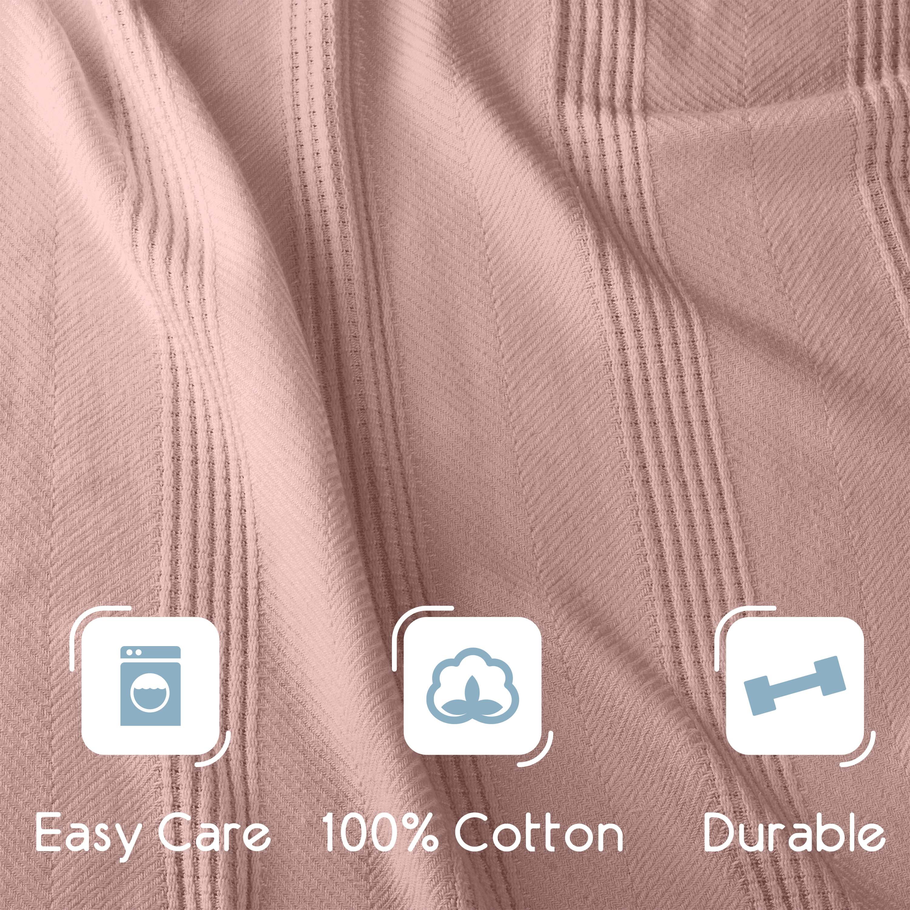 Lightweight Breathable 100% Cotton Knit Blanket – All-Season Bed Blanket – Twin Size – Pink Clay