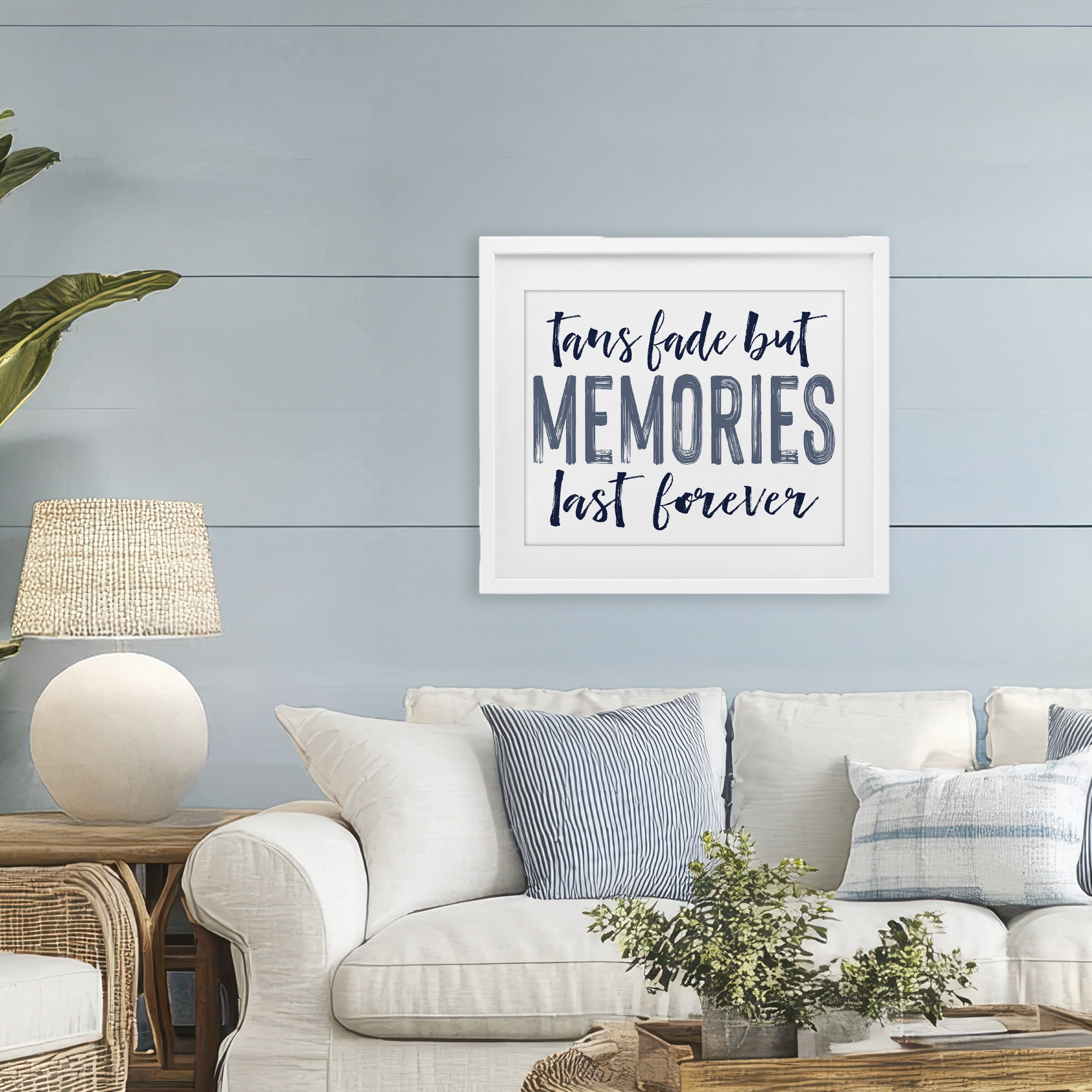 Summer Memories Last Forever White Framed Print Under Glass, design by Lettered and Lined