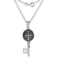 thumbnail image 1 of Sterling Silver Saint Benedict Medal Key Medal Handmade 1 1/16 inch (27mm) tall 24 inch R_50, 1 of 4