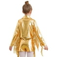 thumbnail image 4 of Manyakai Kids Girls Metallic Fringe Bomber Jacket Shiny Zipper Blazer Musical Party Performance Costume Gold 14, 4 of 5