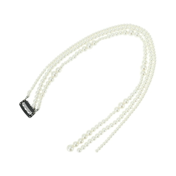 Unique Bargains 1 Pc Braided Hair Chain Fashion Faux Pearl Braid Hair Accessories for Women White