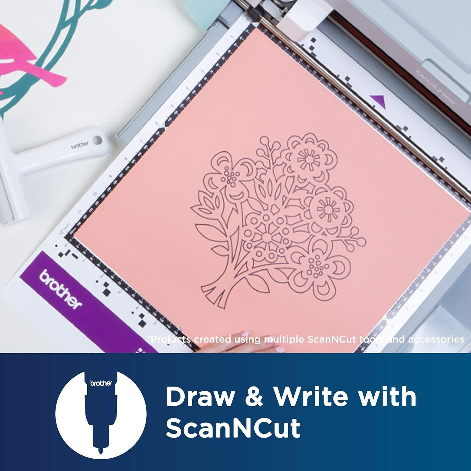 Brother ScanNCut SDX125E Electronic DIY Cutting Machine with Scanner, Plus Universal Pen Holder and Color Pen Set