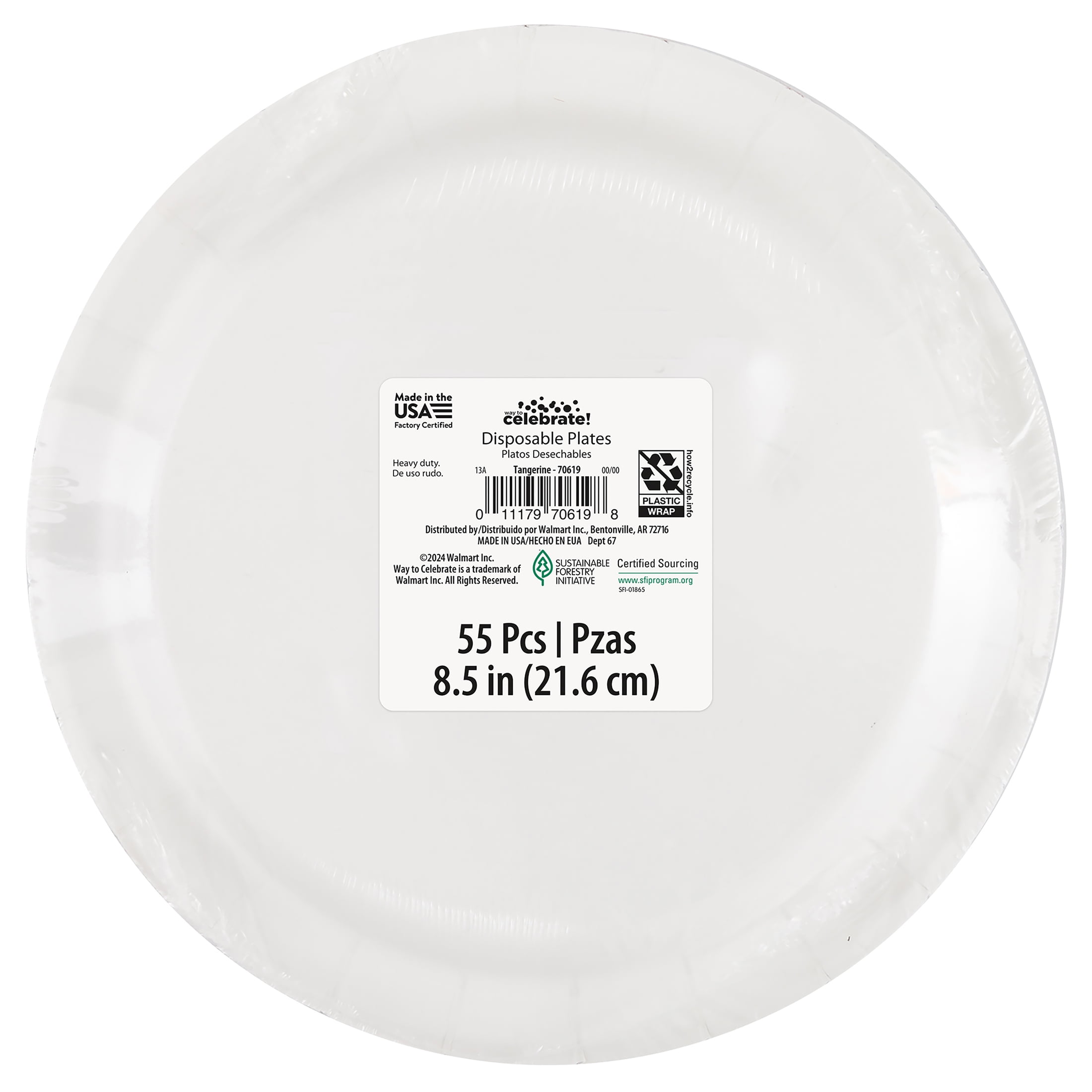 Way To Celebrate Orange Disposable Paper Plates, 9 in, 55 Count