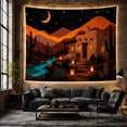 thumbnail image 6 of Adobe House by a Turquoise River Under a Crescent Moon, Peaceful Illustration for Art Lovers, Desert Art, Housewarming Gift, Tapestry Wall Hanging for Bedroom and Living Room, 6 of 7