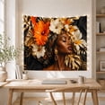 thumbnail image 5 of Woman with Cream White Flowers Portrait Tapestry Wall Hanging, 5 of 7
