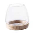 thumbnail image 2 of Maceta de vidrio transparente con soporte de madera para propagación de plantas, de mesa Grande, 2 of 9