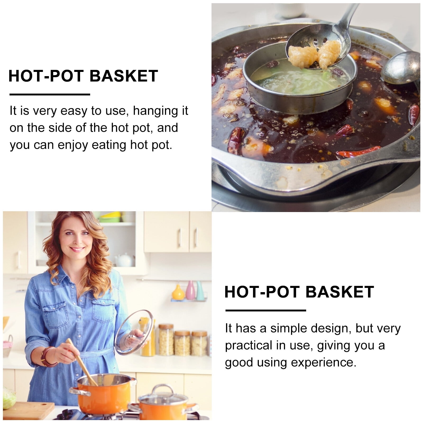 1Pc Hot-pot Strain Basket Durable Hot-pot Basket Hot-pot Hanging Basket 
