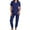 Navy, variant on LSLJS Scrubs for Women Set Modern V-Neck Top and Jogger Pants, Casual Scrubs Set Solid Top and Pants for Nurse Esthetician Workwear, S-2XL