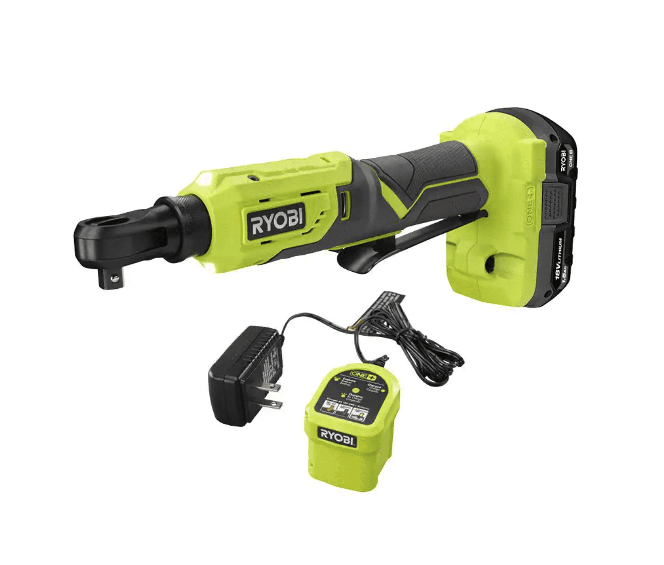 RYOBI 18V Cordless 3/8 in. 4-Postion Ratchet with 1.5 Ah Battery Charger - Walmart.com