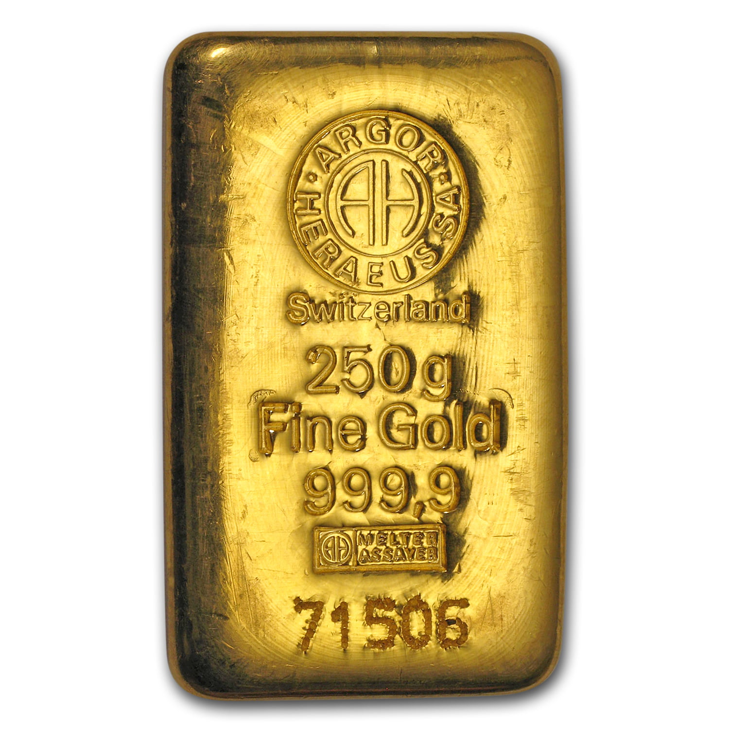 Oprichter kiespijn Flash 250 gram Gold Bar - Argor S.A. Chiasso .9999 Fine - Walmart.com