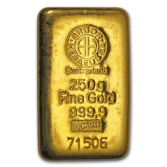 250 gram Gold Bar - Argor S.A. Chiasso .9999 Fine