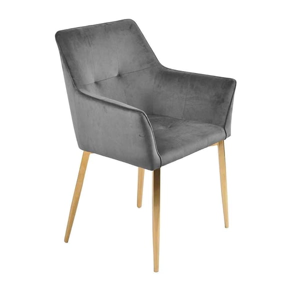 SILLON OCASIONAL NÉLON ALTO VELVET GRIS PATAS GOLD