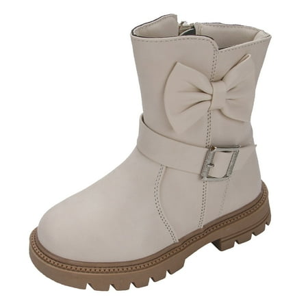 

eileial Baby Girls Cowboy Tassel Boots Side Zipper Low Heels Boots Little Kid/Big Kid White 12