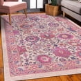 thumbnail image 3 of Vintage Decorative Rug, Folk Floral Motifs Nostalgic Swirls and Shapes in Earthy Tones Art, Quality Carpet for Bedroom Dorm and Living Room, 6 Sizes, Baby Pink, by Ambesonne, 3 of 4