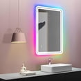 thumbnail image 3 of ANDY STAR 24''x32'' LED Bathroom Mirror, Rounded Lighted Bathroom Mirror RGB Backlit and Front lit,Stepless Dimmable, Memory, Anti-Fog, Lighted Vanity Mirror Wall Mounted White Metal Frame, 3 of 8