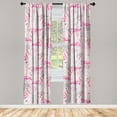 thumbnail image 3 of Ambesonne Tropical Curtains, Flamingos Watercolor Plot, Pair of 28"x84", Pale Rose and Soft Pink, 3 of 5