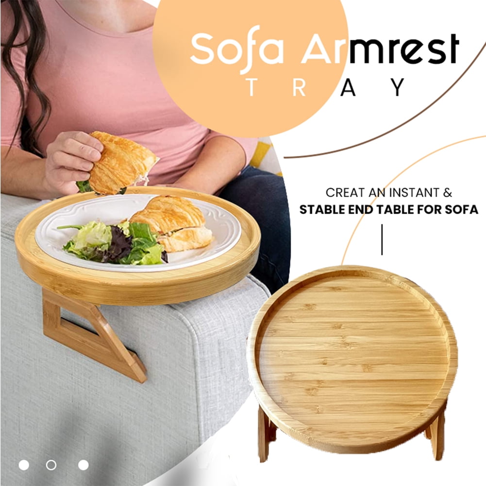 Clip On Tray Sofa Table for Wide Couches, Couch Arm Tray Table, Side