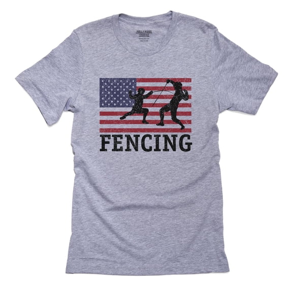 USA Olympic - Fencing - Vintage Flag - Silhouette Men's Grey T-Shirt