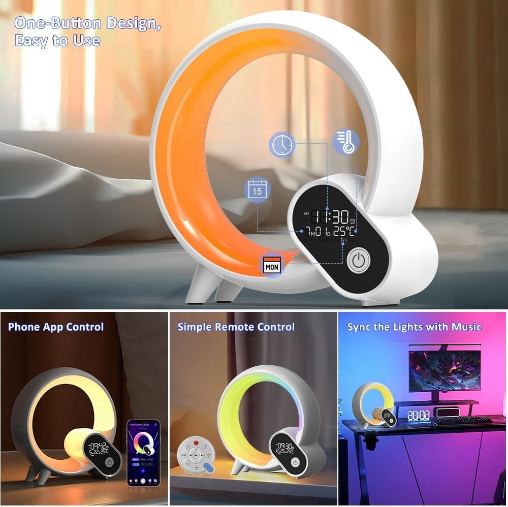 Bluetooth Speaker Wake Up Light Smart Sunrise Alarm Clock Night Light Timer, App