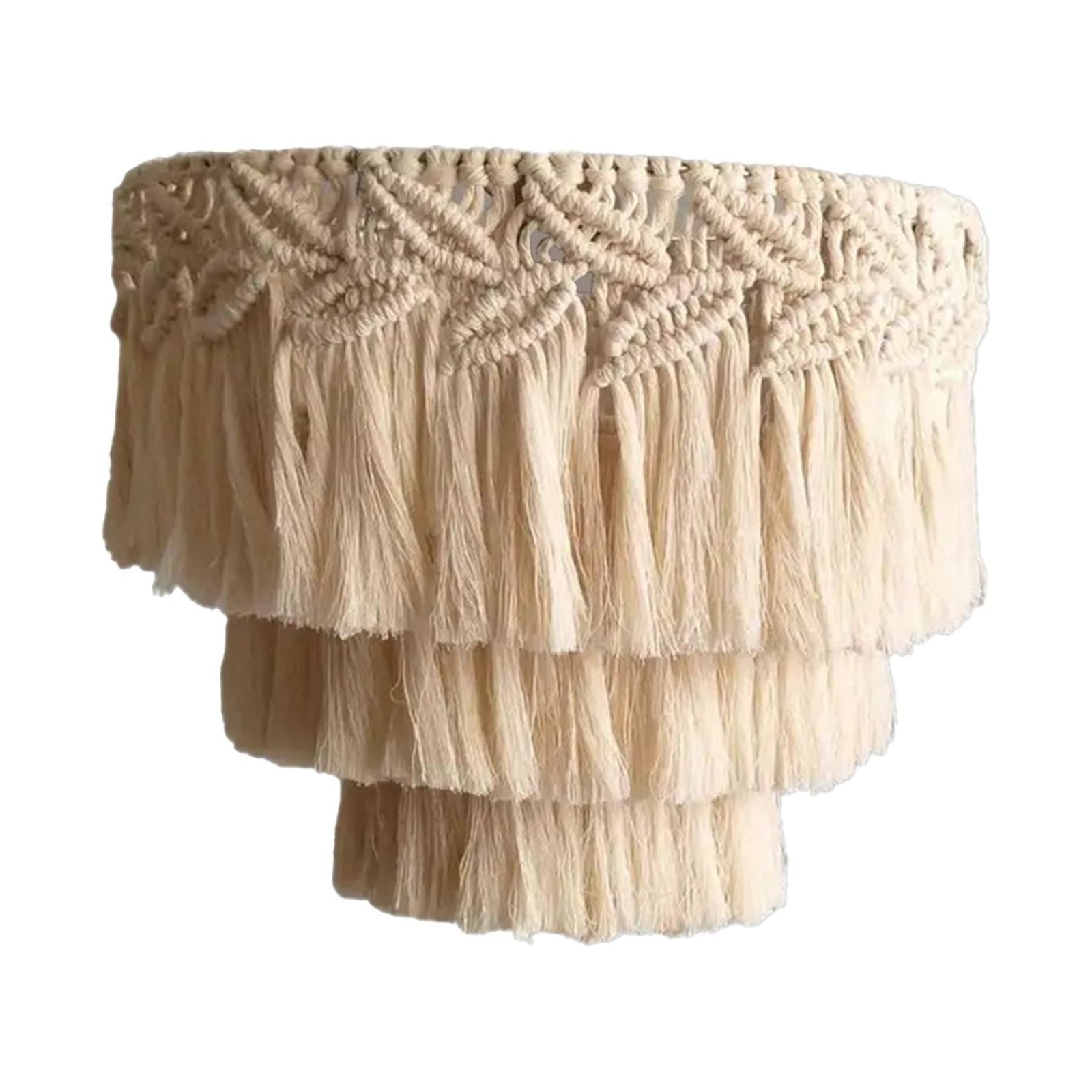 Macrame Lamp Shade Hanging Light Cover Modern Handwoven Chic Tassel Boho Light Shade Lampshade for Bedroom Dorm Room Home Office Restaurant , 30cmx35cm