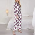 thumbnail image 3 of Yiaed Cute Number 8 Print Pajamas Women's Long Sleeve Sleepwear Soft Button Down Loungewear Pjs Lounge Set Nightwear Womens Pajama Pants-Small, 3 of 7