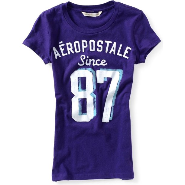 Aeropostale 87 Shadow Camiseta gráfica para mujer, blanca, pequeña Aeropostale Camiseta gráfica