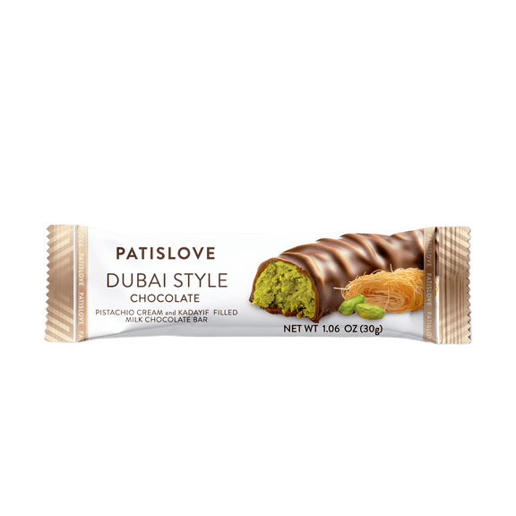 Patislove Dubai Style Milk Chocolate Bar with Pistachio Cream and Crispy Kadayif, 1.06 oz