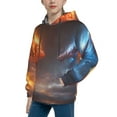 thumbnail image 2 of Fotbe Red And Blue Fire Dragon D Pattern Youth Pullover Hooded Sweatshirt, Boys Hoodie, Kangaroo Pocket Hoodie for Kids Girls -Small, 2 of 6