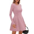 thumbnail image 4 of Vestido PRETTYGARDEN de punto plisado mini rosa manga larga M, 4 of 8