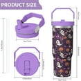 thumbnail image 4 of 30oz Handheld Travel Tumbler with Handle – Double Wall Stainless Steel Insulated Cup, Flip Straw Lid, Leak-Proof & BPA-Free for Hot and Cold Drinks – Durable Coffee & Juice Mug Pink, 4 of 7