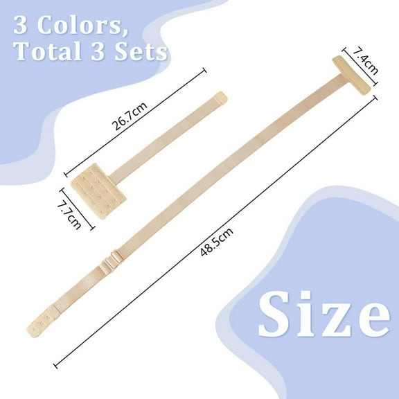 3 Sets 3 Colors Womens Low Back Bra Converter 1 Hook/4 Hooks Backless Bra Strap Converter Adjustable Backless Bra Extender (White Black Beige)