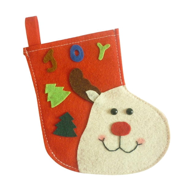 Regalo de decoración de árbol de chimenea de calcetín de Navidad pequeño Colcomx Medias de Navidad pequeñas