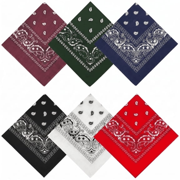 6 Pcs Pure Cotton Bandana Scarves, 21 Inch Square Lightweight Versatile Neck Wrap Face Cover For Daily Outdoor