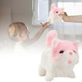 thumbnail image 3 of 7" Walking Pink Plush Kitty Toy Stuffed Animal Electric Interactive Talking Cute Plush Toy White Cat Tail Wagging Christmas Birthday Gifts, 3 of 9