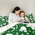 thumbnail image 4 of Castle Fairy Snowman Deer Santa Claus Bedding Comforter Set 7 Pieces for Children Teens,Merry Christmas Xmas Full Bedding Set Lightweight,Green White Fitted Sheet Flat Sheet,Microfiber Bedroom Decor, 4 of 8