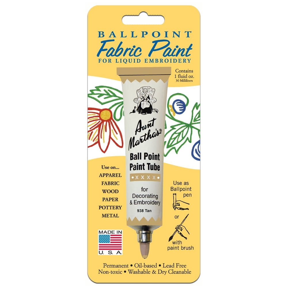 Tan Aunt Martha's Ballpoint Embroidery Fabric Paint Tube Pens 1 oz