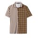 thumbnail image 1 of INSPIRE CHIC Camisa de cuadros a rayas estampada con botones y manga corta en color en contraste para hombre Cafe Blanco L, 1 of 6