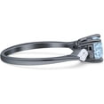 thumbnail image 6 of Three Stone Ring Kite Shape Aquamarine Cubic Zirconia Black Tone 925 Sterling Silver, Size 7, 6 of 7