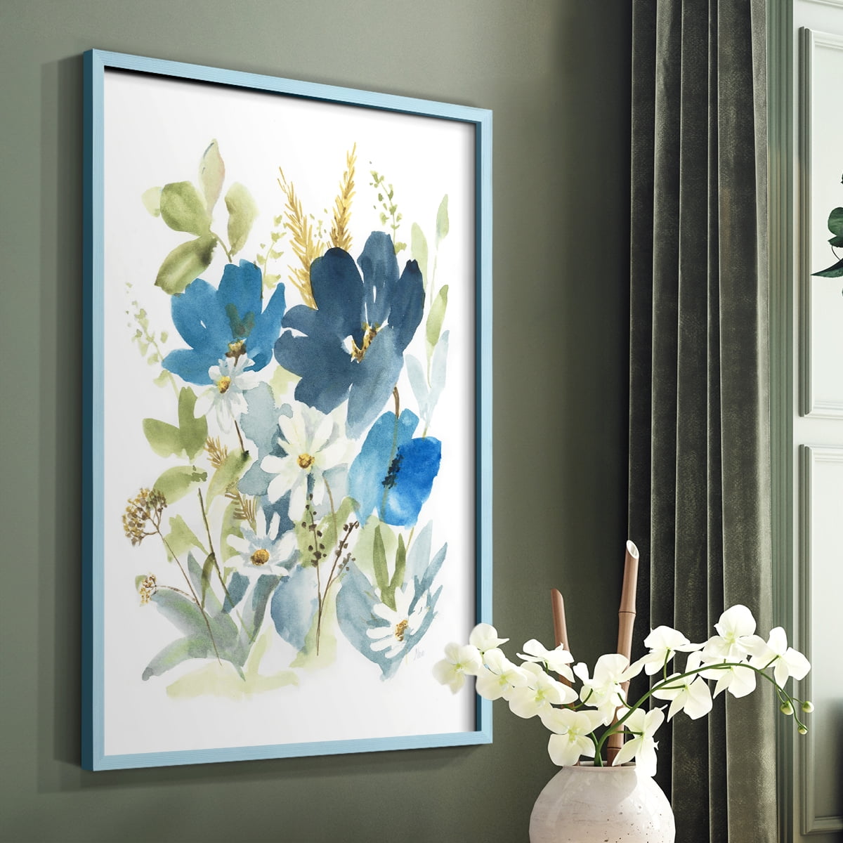 Wild Medley II Framed Print in Blue Solid Wood 8 x 10 Framed Print