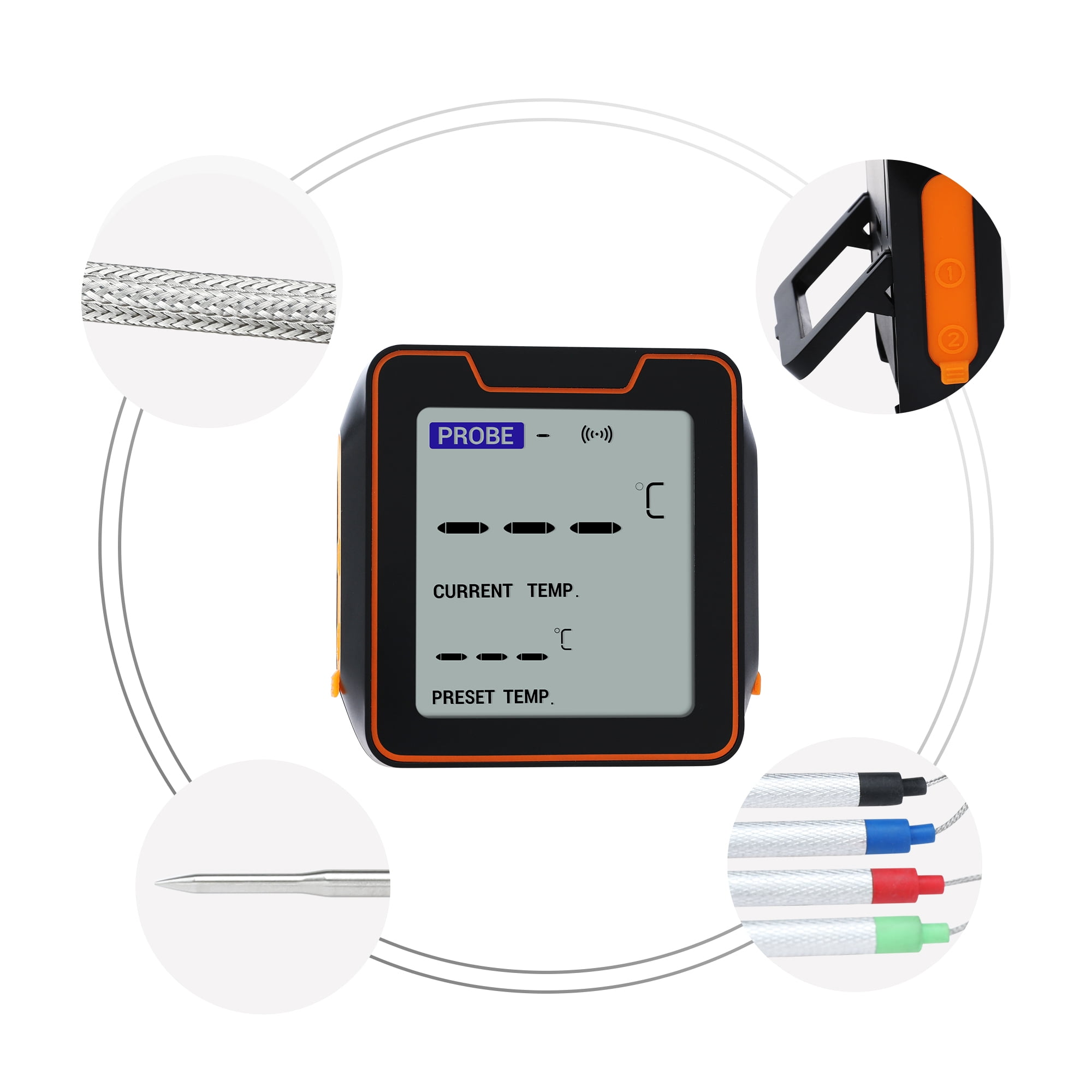 Bluetooth Wireless Meat Thermometer, Instant Read Food Thermometer, Cooking Thermometer for Home and Kitchen 4-pin