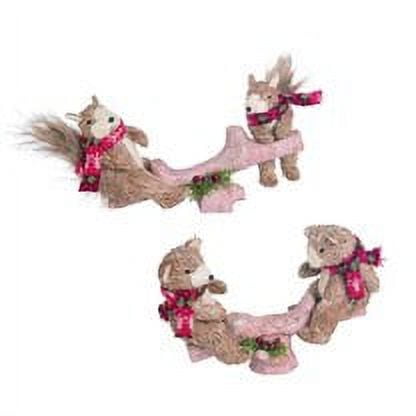 UPC: 0885114196524 | Set of 2 Contemporary Style Brown Foam Christmas Sisal Squirrel and Bear Seesaw Decors 13
