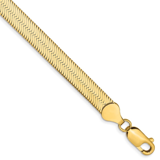 14k Yellow Gold 7 Inch 6.5mm Silky Herringbone Bracelet Chain