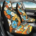 thumbnail image 3 of ZIATUBLE Hippie Flower Auto Interior Seat Protector High Back Universal Bucket Seat Cover Set 2 Packs Elastic Car Front Seat Covers Fit for Most SUV Sedan Truck Car Decor Accessories, 3 of 7