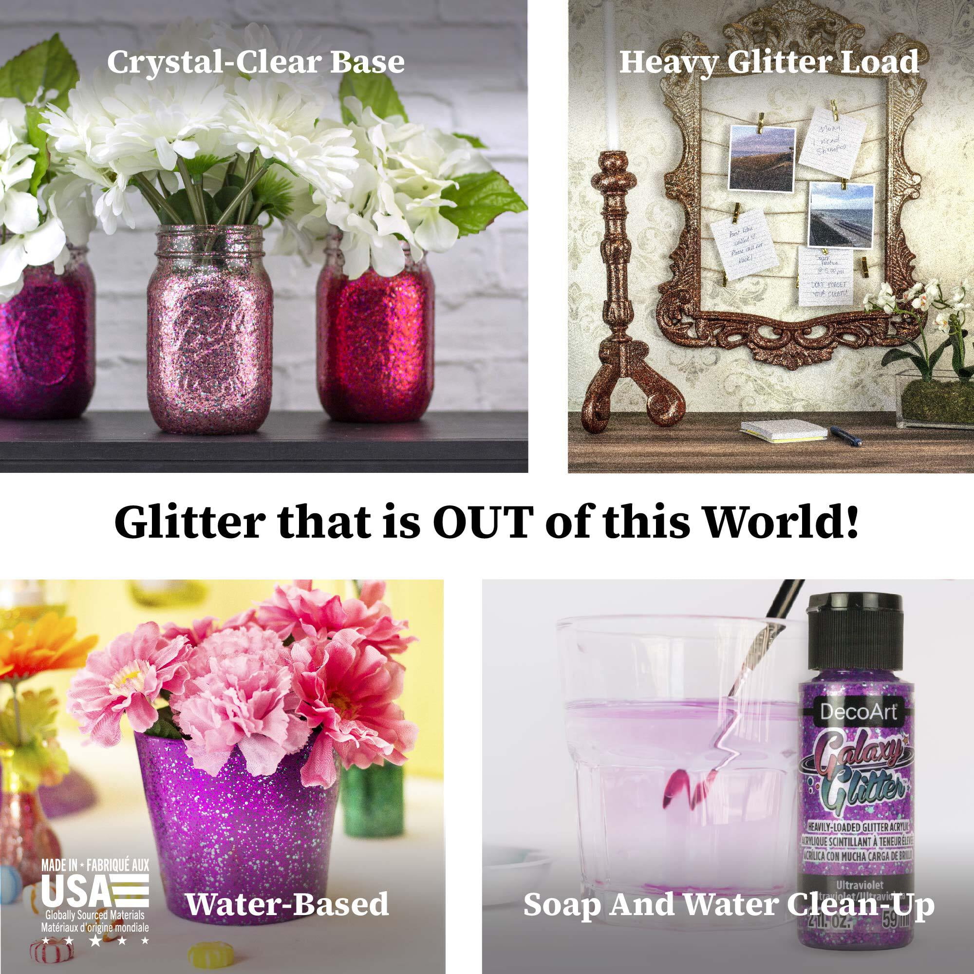 DecoArt Galaxy Glitter Bright Colors, 9 High-Sparkle Shades, 2 fl oz Bottles