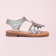 thumbnail image 6 of newwalpole Girls Sandals Summer Flats Dress Sandals Shoes Toddler/Little Kid Silver for Size 10, 6 of 8