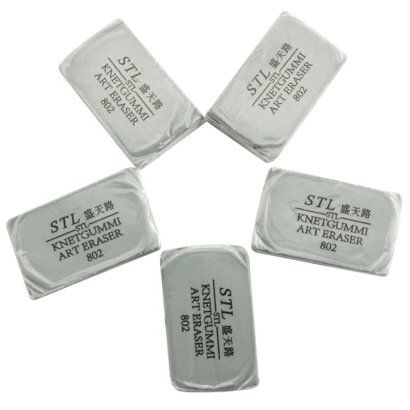 RuiLing 5-Pack Art Sketch Pencil Pastel Painting Special Eraser Art Kneaded Eraser Drawing Tools for School Student Stationery Office Supplies(Gray)