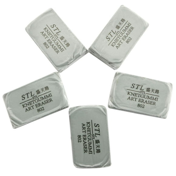 RuiLing 5-Pack Art Sketch Pencil Pastel Painting Special Eraser Art Kneaded Eraser Drawing Tools for School Student Stationery Office Supplies(Gray)