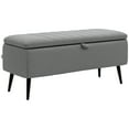 thumbnail image 1 of HOMCOM Storage Ottoman Bench, Linen Fabric Footstool Grey, 1 of 10
