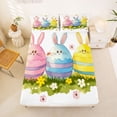 thumbnail image 5 of Erosebridal Funny Easter Eggs Kids Full Size Sheets,Colorful Blossom Flowers Cute Daisy Bed Sheets For Girls 4 Pieces, 5 of 6